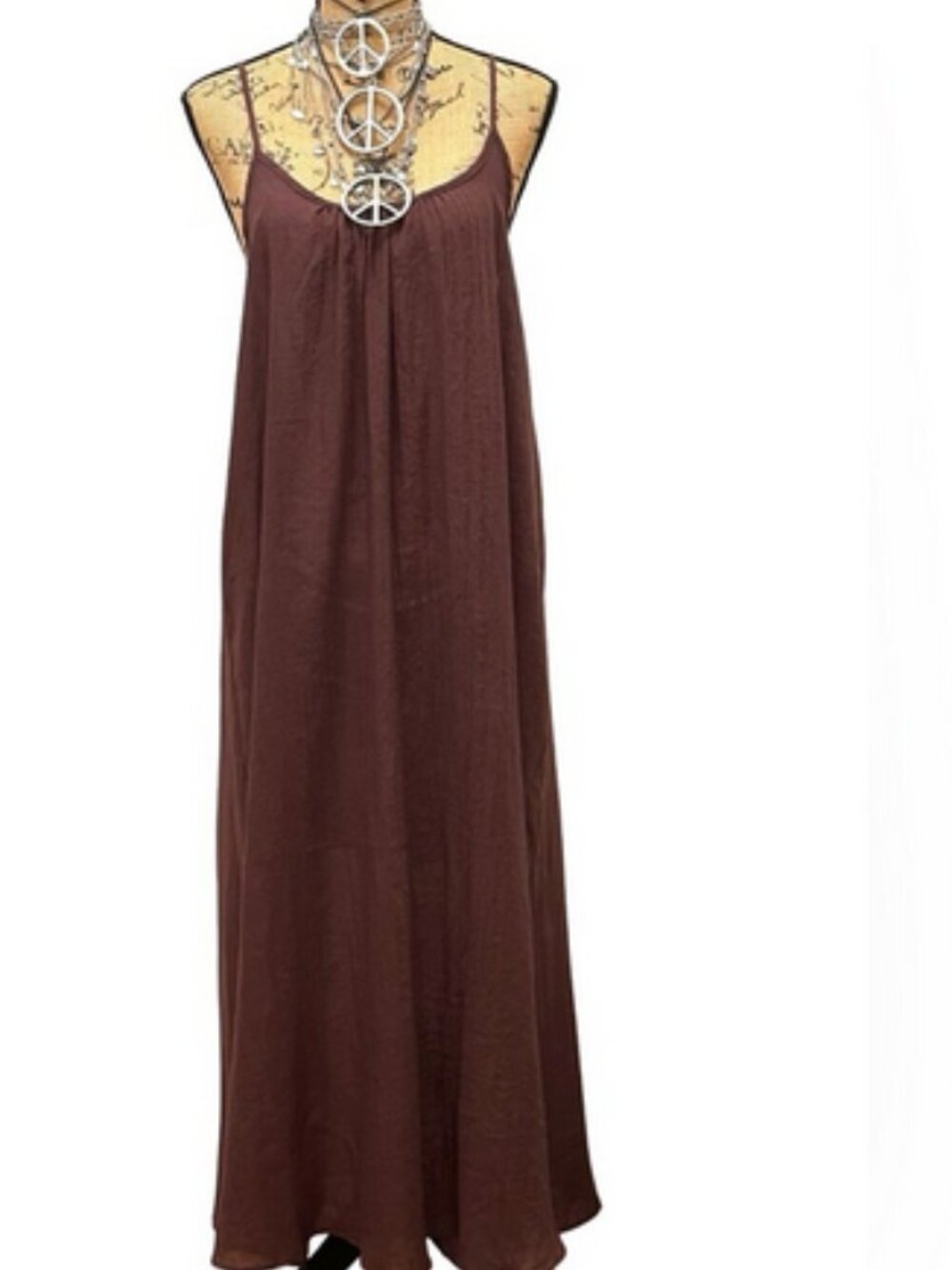 NEW - DOTTI Women's Chocolate Brown Maxi Flowing Summer Dress SIZE MEDIUM - Picture 16 of 16